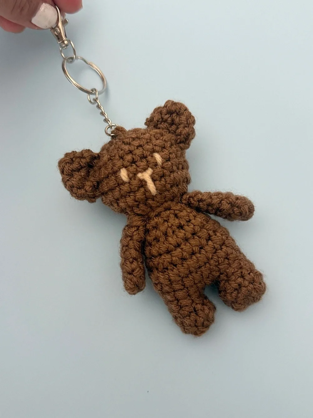 Handmade Crochet Brown Bear Keychain Amigurumi